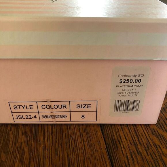 NEW Footcandy Crissy Fuchsia, Red & Blue Suede Barbiecore Y2K Platform Heels NIB - Picture 15 of 15